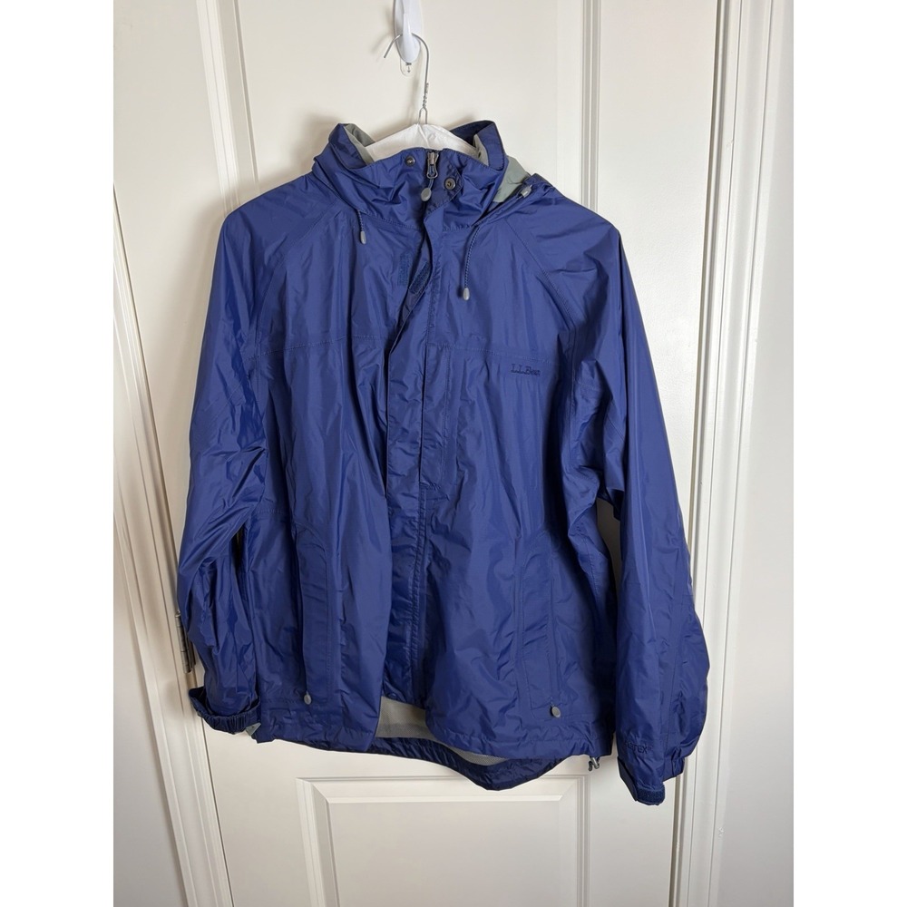 L.L. Bean Men's Trail Model Hooded Rain Jacket Windbreaker Size Large,  Blue